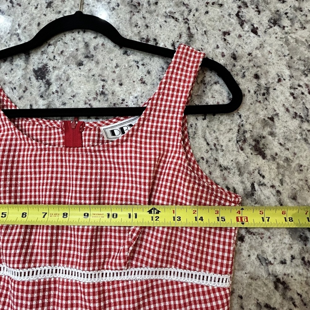 DBY 90's Vintage Red Gingham Checked Mini Dress Retro Boho Chic Summer Dress S‎ - Picture 4 of 9